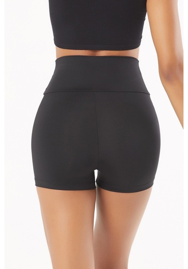 Josejuan Kadın Mini Spor Şort Tayt Yüksek Bel Sıkılaştırıcı 7400 Siyah