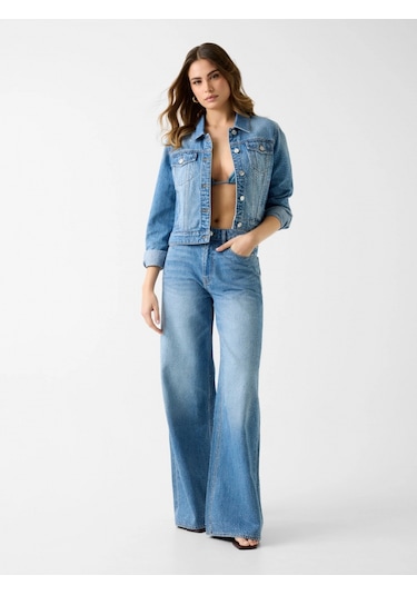Guess Alba Geniş Paça Kadın Mavi Jeans W6ga26d0970-kepr Mavi