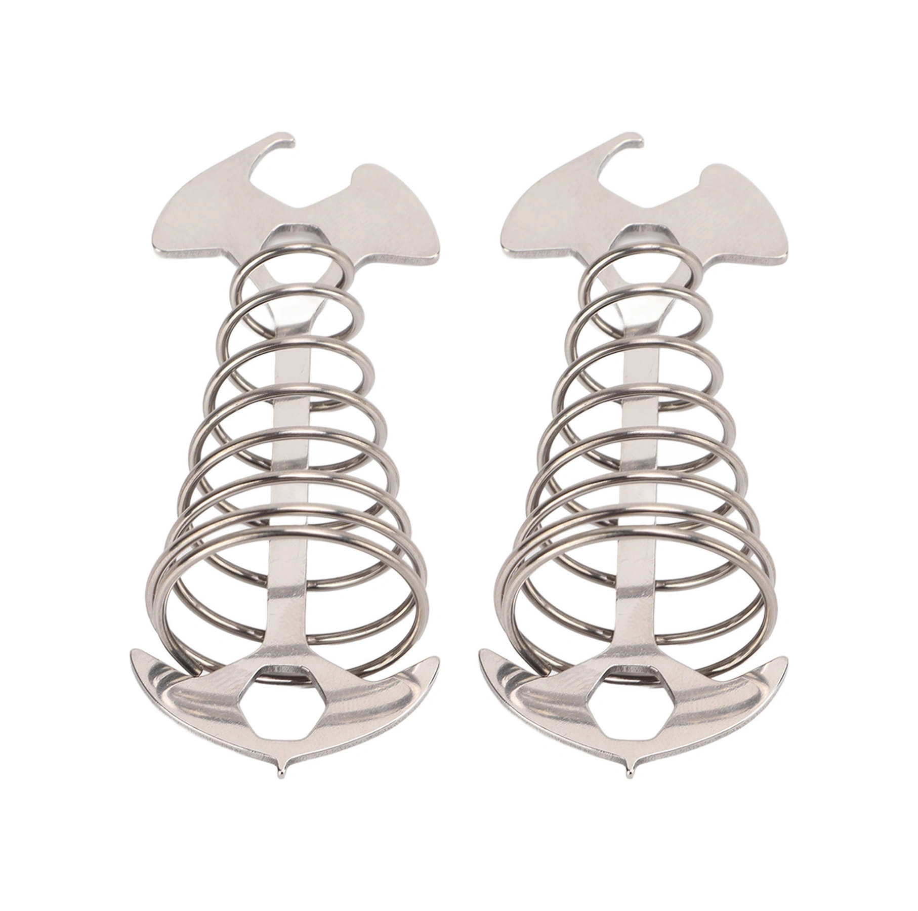 Shineyee 2 Adet Çelik + Alüminyum Kamp Çadır Demiri, Balık Kemiği Desenli, Çadır Sabitleyici, Rope Kancası, Dış Mekan Kamp Malzemesi, Dayanıklı, Gümüş Renk Gümüş