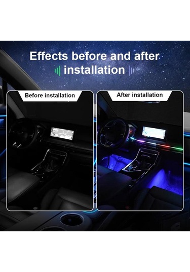 Seametal Led Senfoni Ortam Işığı Araba İç Usb Dekorasyon Atmosfer Neon Rgb Gökkuşağı Akrilik Şerit App Uzaktan Kumanda 1pc Strip 75cm+25cm