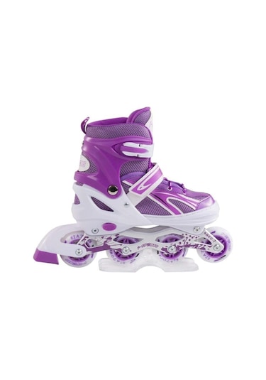 Paten Ayarlanabilir 2+2 Ve 2+1+1 Işıklı Metal Gövde Alıştırma Pateni Çantalı Mavi