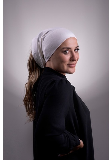 Krem Pratik Hazır Geçmeli Iç Bone Viskon Kumaş Dikişsiz Boru Bone Krem