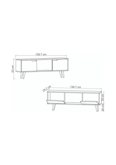 Siena Ahşap Ayaklı Tv Ünitesi Ceviz Televizyon Konsolu 140 Cm Ekonomik Modül Sehpa