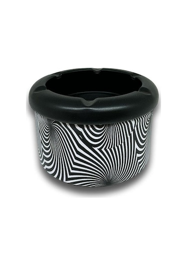 Spiral Desen Metal Mini Sigara Küllüğü Siyah 8cm