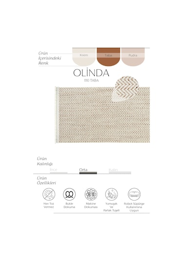 Cool Halı Olinda 1110 Taba Yolluk Bukle Yatak Odası Halısı Hol Koridor Halısı İskandinav Kesme Halı Taba