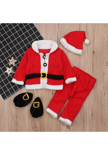 Carrier Suntek Seti Noel Kostüm Kız Erkek Bebek Baba Adet 4 Sb Kırmızı