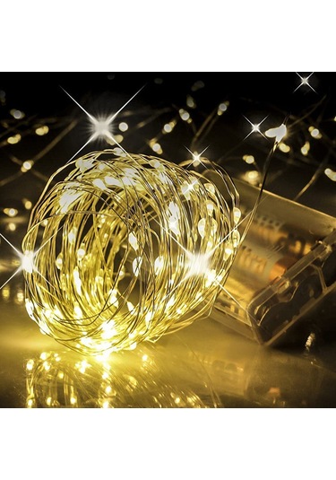 Kangvka Beyaz Led Işık Şeridi, 2 Metre 20 Led, Yatak Odası Dekorasyonu, Pil Kutusu İle. Beyaz