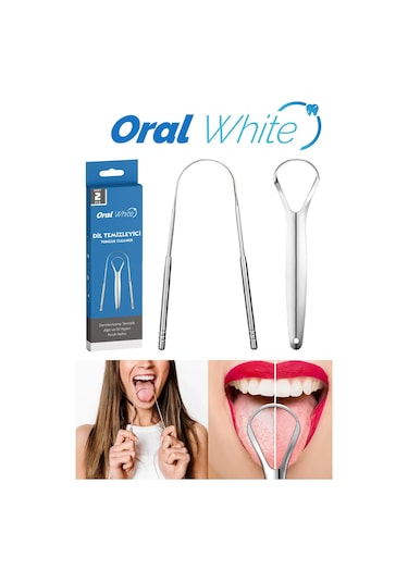 Oral White Paslanmaz Çelik Dil Temizleyici Ve Dil Sıyırıcı 2parça