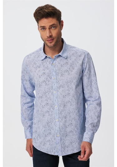 Lee Cooper Sanremo Erkek Dokuma Gömlek İndigo 16146 İndigo