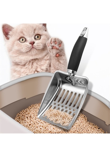 Mufunye Paslanmaz Çelik Metal Kedi Kumu Ve Gübresi Küreği Büyük Evcil Hayvan Ve Plaj İçin