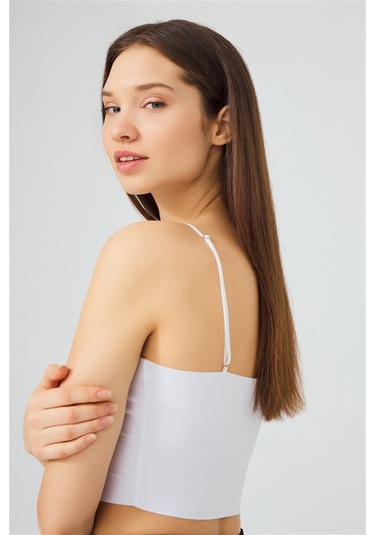 Ayarlanabilir İnce Askılı Lazer Kesim Crop Büstiyer 3'lü Paket-3 Renkli-7