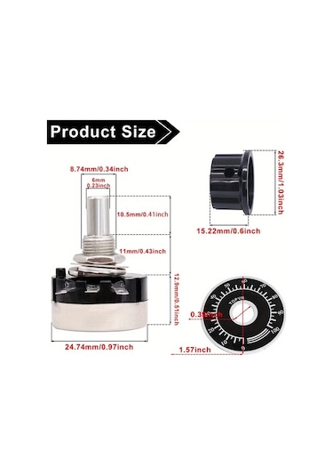 Globalbloom 2 Takım Rv24yn20s 10k 100r 200r 500r 5k Potansiyometre + A03 Başlık Ve Kadran