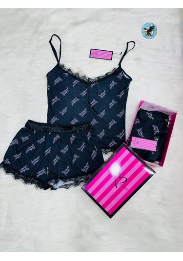 Victoria's Secret Bayan Yazlık Şortlu 2"li Pijama Takımı Siyah