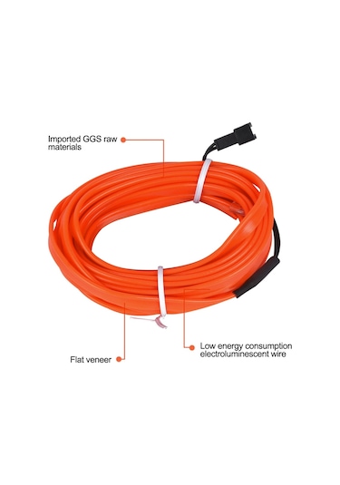 Cbtx Araba Dekorasyonu İçin 5m Çakmak El Şerit Işığı Ortam Işıkları Sürücülü Parlayan Halat Işığı - Floresan Yeşil