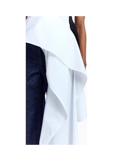 16arlington 16arlıngton Iolanda Top Asimetrik Poplin Bluz Beyaz