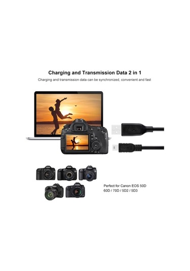 Mini Usb Kablosu / Veri Kablosu Canon Eos 50d / 60d / 70d / 5d2 /