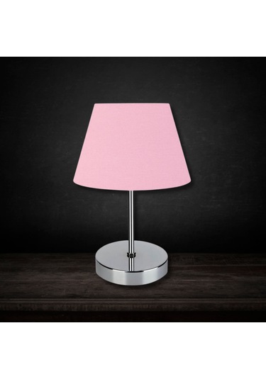 Kuzey Krom Gövdeli Abajur Pembe Kumaş Yatak Odası Okuma Köşesi Pembe