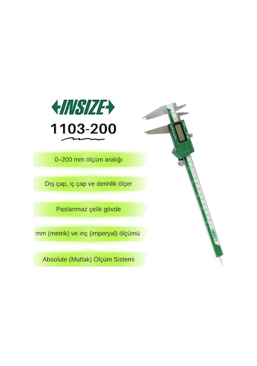 İnsize 1103-200 Dijital Kumpas 0-200mm Absolute
