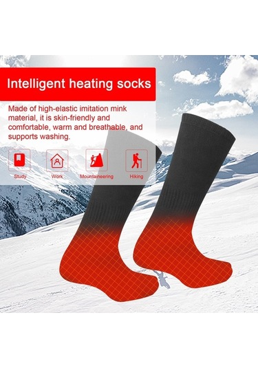 Willowhaven Erkek Kadın İçin Elektrikli Isıtmalı Pil Çalışan Kış Sıcak Siyah Çoraplar Siyah