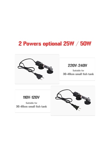 Hallow Mini Akvaryum Isıtıcı Dalgıç Oto Termostat Isıtıcı Siyah