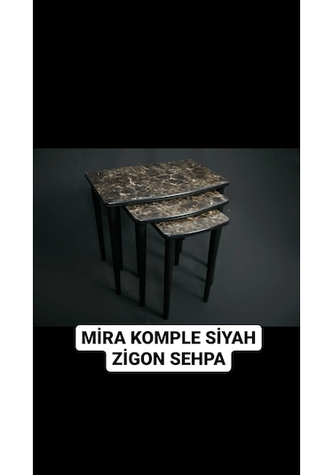 Moleni Mira Komple Siyah Zigon Sehpa