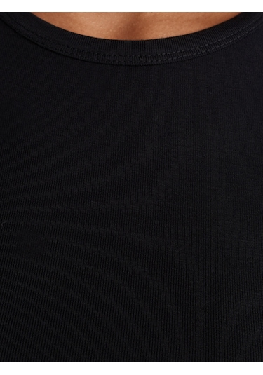 Dilvin Modal Crop Top Siyah