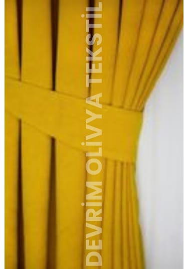 Devrim Olivya Tekstil Lüks 1. Sınıf Özel Dikim Hardal Blackout Işık Geçirmez Fon Perde Ekstraforlu Karartma Blackout Hardal
