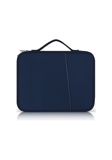 12.9-13 İnç Laptop İçin Taşınabilir Bez Doku Deri Çanta Mavi Siya