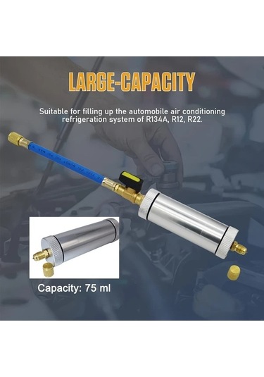 Pazly Paslanmaz Çelik A/c Yağ Ve Boya Enjektör Kiti R134a R12 R22 1/4 Sae Hızlı Bağlantı 75ml 500 2500psı Çin Guangdong
