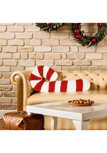 Şeker Kamışı Peluş Oyuncak, Rahat Yastık, Şirin Noel Kanepe Dekorasyonu Kırmızı