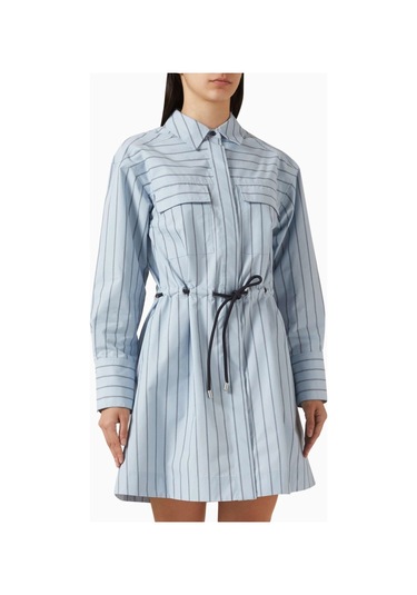 3.1 Phillip Lim Kemerli Rahat Kesim Gömlek Elbise Mavi