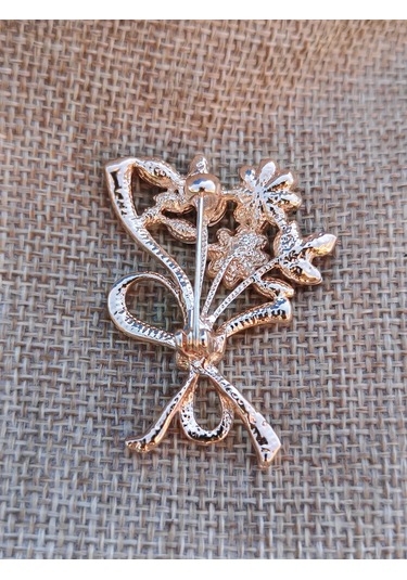 Villovatik Altın Çiçek Buketi Broş 222840793 Altın Rengi