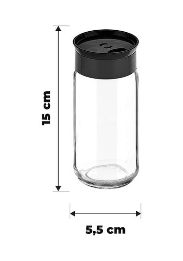 6'lı Cam Baharatlık Seti - Siyah Siyah