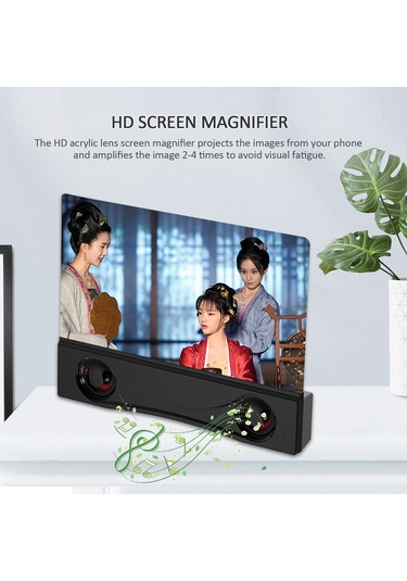 Tenfowee F12 Bluetooth Hoparlörlü 12 İnç Hd Ekran Büyütücü - Usb/18650 Pil İle Çalışır Pil Dahil Değil