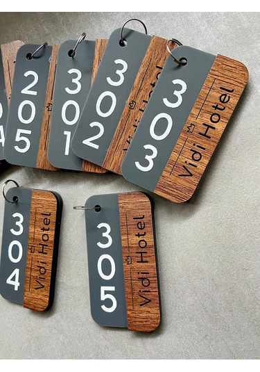 Yönline 2 Adet Anahtarlık, Otel, Pansiyon, Yurt, Butik, Bungalov Otel