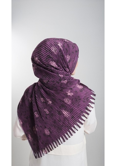 Mürdüm Pratik Hazır Geçmeli Tesettür Eşarp Kesik Elyaf Piliseli Ç (553629984) Mürdüm