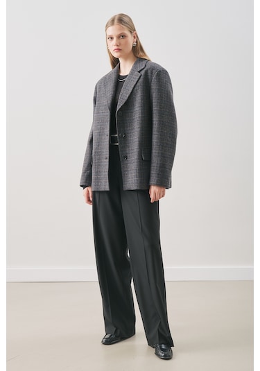 Manuka Norrıs Yün Blazer Ceket Grey Check Aw25ckt00013-9872 Grey Check