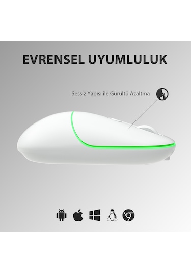 Lecoo WS210 Kablosuz 1600DPI 6 Tuşlu Çift Modlu RGB Şarj Edilebilir Sessiz Mouse