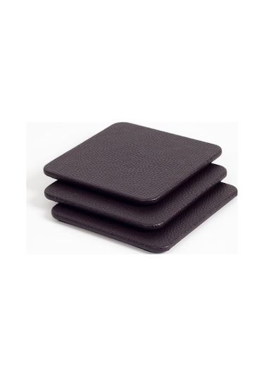 Turgut Office Deri Bardak Altlığı Kahverengi 3 Adet Kahverengi