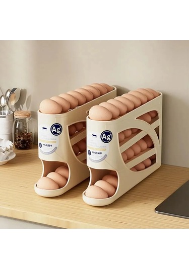 Honmex Buzdolabı Dolaplayıcı Beyaz - 32x18x7cm Hacimli, 260g Hafif, Mutfak Düzenleyici Çözüm Bej