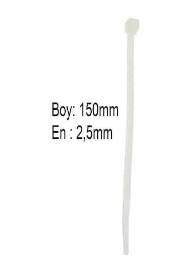 Kablo Bağı Plastik 2,5x150 Mm Beyaz 100 Adet 100 Adet - Beyaz
