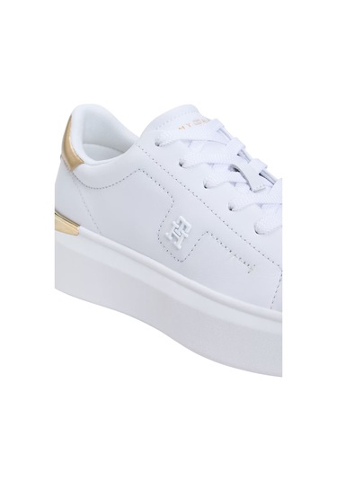 Kadın Metalik Detaylı Platform Tabanlı Sneaker - Beyaz/gold White