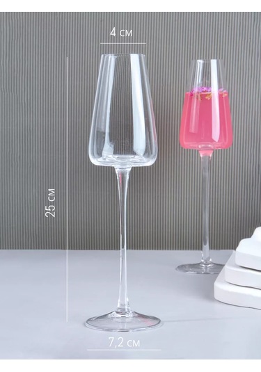 Glass Concept Şarap Ve Şampanya İçin İnce Ayaklı Uzun Kadehler 2 Adet 211606399 Beyaz