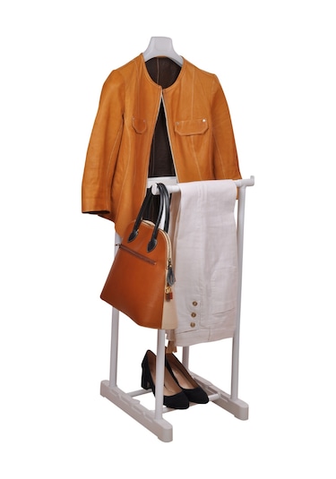 İkili Dilsiz Uşak Elbise Askısı Beyaz-giysilerinizin Yüksekliğine Göre Ayarlanabilir. Beyaz