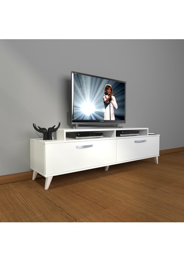 Decoraktiv Ekoflex 4 Slm Retro Tv Ünitesi Tv Sehpası Beyaz