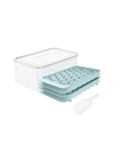 Geeksen 33 Izgaralı Yuvarlak Buz Kalıbı Seti, Kapaklı Küresel Buz Kalıbı, Ev Tipi Dondurulmuş Buz Eseri, İnternet Ünlüsü Buz Kutusu, İskandinav Mavisi, 2 Katlı Buz Kalıbı + Kutu Mavi