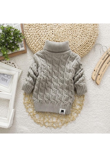 Gri Kızlar Sonbahar Bahar Giyim Kız Kazak Çocuk Giyim Çocuk Kız Kış Sıcak Giysiler Gri