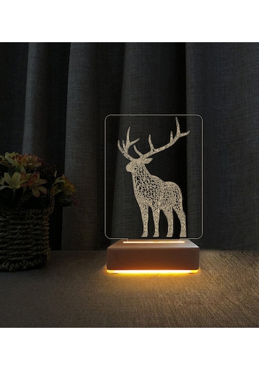 3d Geyik Tasarımlı Lamba 3d Led Masa Lambası Doğum Günü Hediyesi Lamba