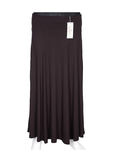 Barem Kadın Lamia Korsajlı Parçalı Kahverengi Penye Etek Kahve