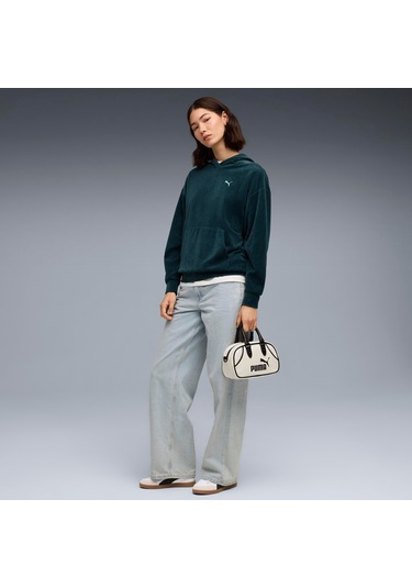 Puma Ess Elevated Velour Hoodie Kadın Yetişkin Sweatshirt Yeşil